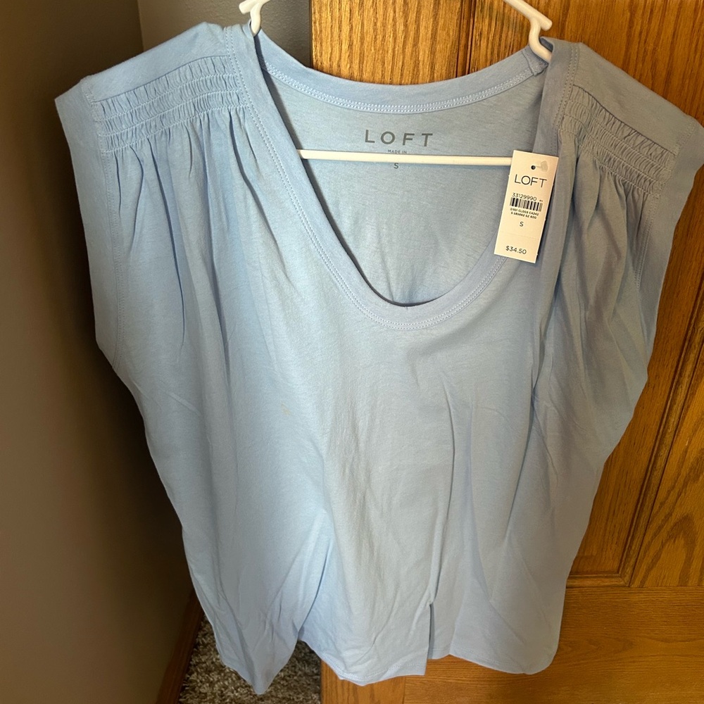 S LOFT light blue loose fit muscle tee